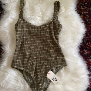 Billabong Green Stripe One Piece Swimsuit